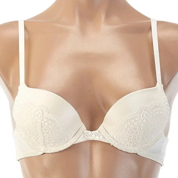 34A Maidenform Lacy Demi Coverage Push-Up UW‎ Bra Ivory NWT - Picture 5 of 7